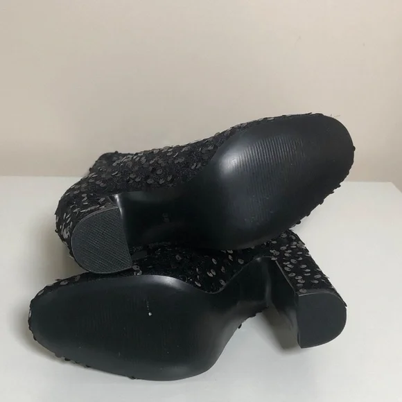 NEW knee high black sequins block heel boots - Picture 4 of 5